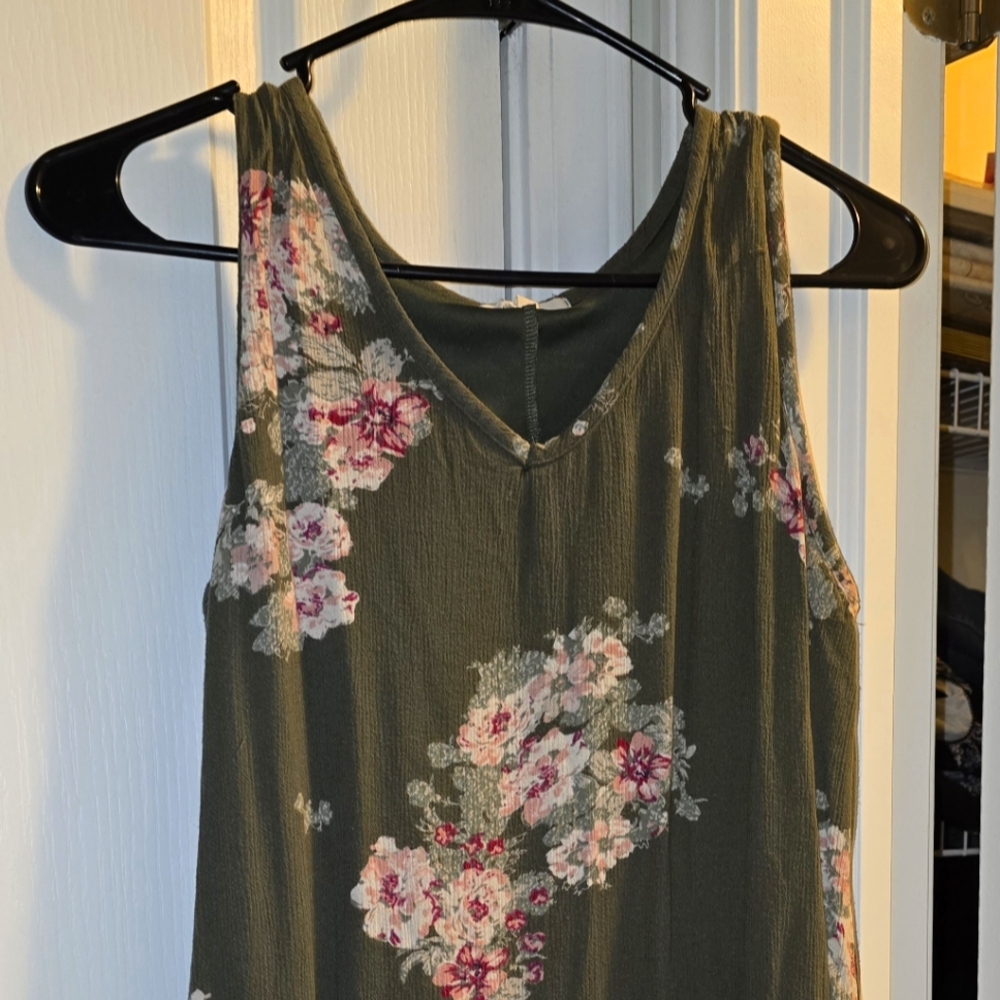 Maurices Olive and Pink Floral Dress